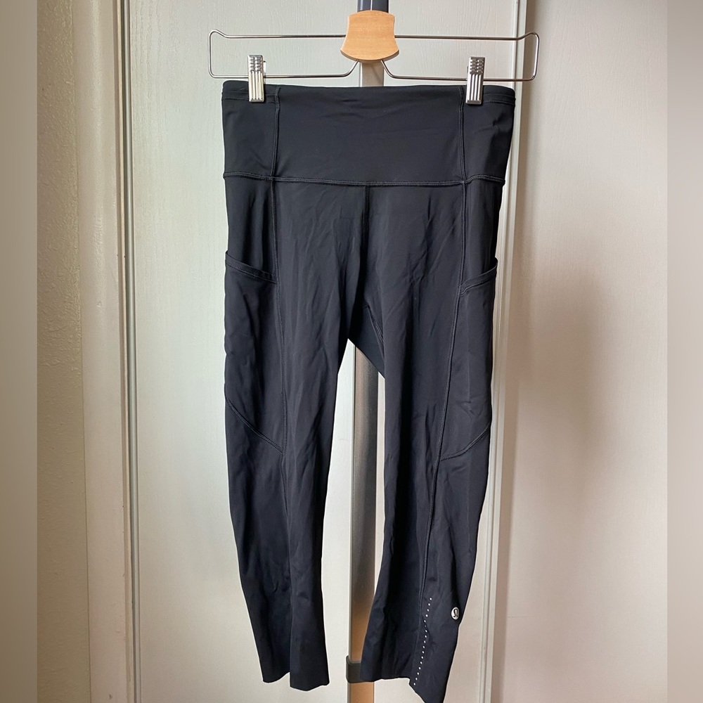 Lululemon Fast and Free Reflective High-Rise Crop 19" | Black